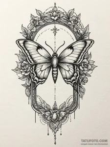 Twilight moth beneath spectral arch, tattoo l... - эскиз тату (№1751498368_0, 02.07.2025 23:19) — Tatufoto.com