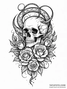 Haunted serpent devouring celestial flame, in... - эскиз тату (№1751499591_0, 02.07.2025 23:39) — Tatufoto.com