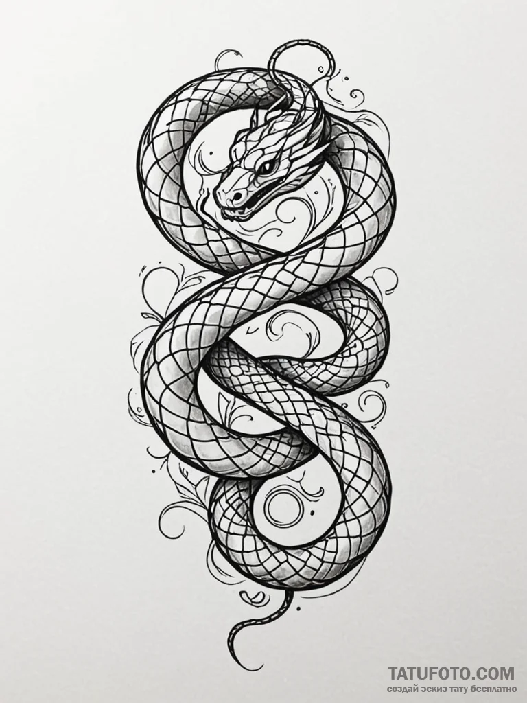 Animated serpent unraveling reality, tattoo d... - эскиз тату (№1751499755_0, 02.07.2025 23:42) — Tatufoto.com