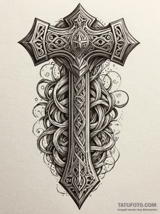 Thor's hammer, tattoo sketch design, detailed... - эскиз тату (№1751500081_0, 02.07.2025 23:48) — Tatufoto.com