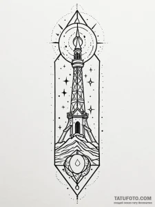 Onyx scroll beneath celestial spire, tattoo f... - эскиз тату (№1751500568_0, 02.07.2025 23:56) — Tatufoto.com