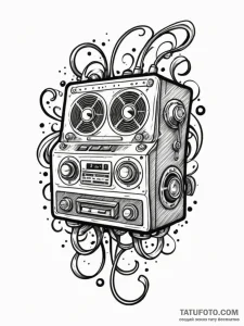 Tape recorder, tattoo line art, soft whip sha... - эскиз тату (№1751500649_0, 02.07.2025 23:57) — Tatufoto.com