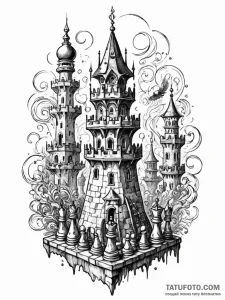 Tower, like a rook in chess, symbolizing a fo... - эскиз тату (№1751501214_0, 03.07.2025 00:06) — Tatufoto.com