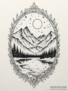 An enchanting aurora borealis illuminating a... - эскиз тату (№1751501548_0, 03.07.2025 00:12) — Tatufoto.com