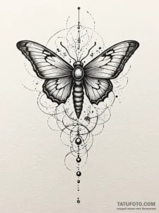 Ethereal moth dissolving in light, ink illust... - эскиз тату (№1751502211_0, 03.07.2025 00:23) — Tatufoto.com