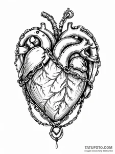Animated heart wrapped in chains, concept art... - эскиз тату (№1751503070_0, 03.07.2025 00:37) — Tatufoto.com