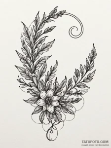 Lavender sprig tied with a strand of moonligh... - эскиз тату (№1751503339_0, 03.07.2025 00:42) — Tatufoto.com
