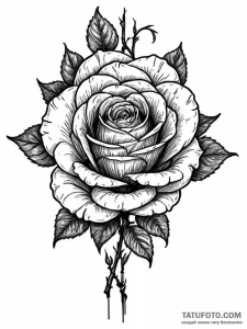 Abyssal rose blooming in darkness, ink illust... - эскиз тату (№1751504285_0, 03.07.2025 00:58) — Tatufoto.com