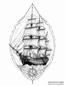 Aubrey-maturin era frigate, detailed and unde... - эскиз тату (№1751505148_0, 03.07.2025 01:12) — Tatufoto.com