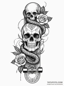 Snake wrapped around a skateboard, tattoo lin... - эскиз тату (№1751505641_0, 03.07.2025 01:20) — Tatufoto.com