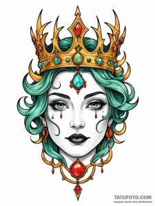 Jade relic crowned with thorns, tattoo flash... - эскиз тату (№1751506528_0, 03.07.2025 01:35) — Tatufoto.com