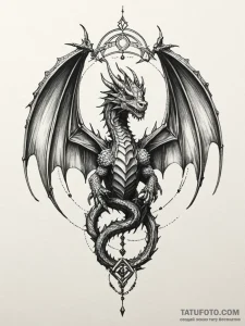 Dragon wings stitched with chain, ink illustr... - эскиз тату (№1751507691_0, 03.07.2025 01:54) — Tatufoto.com