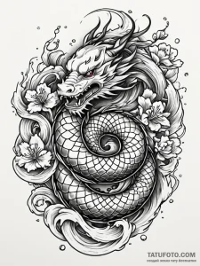 Labyrinth serpent beneath ice, tattoo sketch... - эскиз тату (№1751508419_0, 03.07.2025 02:06) — Tatufoto.com