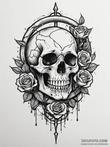 Iron relic beneath shattered moon, artistic t... - эскиз тату (№1751508692_0, 03.07.2025 02:11) — Tatufoto.com