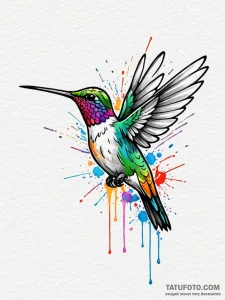 Hummingbird with wings of razor blades, tatto... - эскиз тату (№1751509282_0, 03.07.2025 02:21) — Tatufoto.com