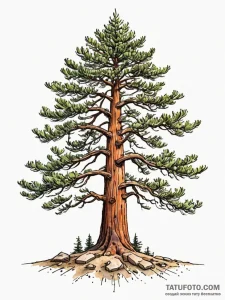 Sequoia tree, representing immense age and st... - эскиз тату (№1751509438_0, 03.07.2025 02:23) — Tatufoto.com