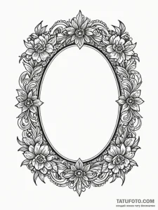 An ornate, empty picture frame, tattoo flash... - эскиз тату (№1751509632_0, 03.07.2025 02:27) — Tatufoto.com