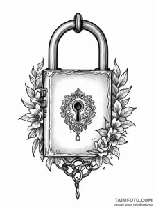 Ancient book with chained lock, tattoo flash... - эскиз тату (№1751510032_0, 03.07.2025 02:33) — Tatufoto.com