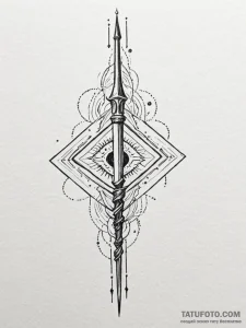 Arcane spear casting shadows, tattoo drawing... - эскиз тату (№1751510273_0, 03.07.2025 02:37) — Tatufoto.com