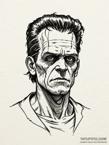 Frankenstein's monster, with crude stitches a... - эскиз тату (№1751510402_0, 03.07.2025 02:40) — Tatufoto.com