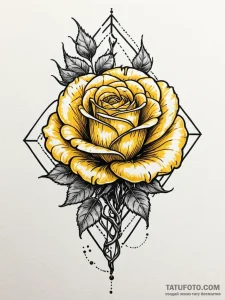 Yellow rose blooming through bones, tattoo dr... - эскиз тату (№1751511152_0, 03.07.2025 02:52) — Tatufoto.com