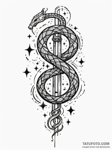 Nether serpent weaving through stars, tattoo... - эскиз тату (№1751511933_0, 03.07.2025 03:05) — Tatufoto.com