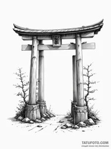 Shinto shrine gate (torii) made of neon tubes... - эскиз тату (№1751512077_0, 03.07.2025 03:07) — Tatufoto.com