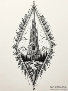 Oak helm beneath crystal spire, concept art f... - эскиз тату (№1751512277_0, 03.07.2025 03:11) — Tatufoto.com