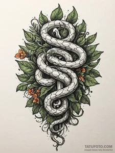 Jungle serpent entwining bone tree, tattoo sk... - эскиз тату (№1751512853_0, 03.07.2025 03:20) — Tatufoto.com