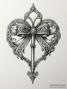 Filigree key with a heart-shaped bow, tattoo... - эскиз тату (№1751512923_0, 03.07.2025 03:22) — Tatufoto.com