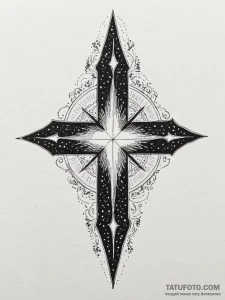 Twilight banner beneath burning stars, tattoo... - эскиз тату (№1751513089_0, 03.07.2025 03:24) — Tatufoto.com