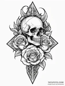 Black flame devouring rose, tattoo drawing ou... - эскиз тату (№1751513823_0, 03.07.2025 03:37) — Tatufoto.com