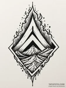 Erupting volcano, its lava flow forming a nor... - эскиз тату (№1751514569_0, 03.07.2025 03:49) — Tatufoto.com