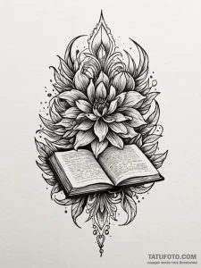 A detailed book on a stand, open,, tattoo fla... - эскиз тату (№1751515554_0, 03.07.2025 04:05) — Tatufoto.com