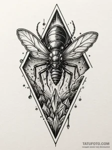 Crystal shard containing a fossilized, alien... - эскиз тату (№1751515703_0, 03.07.2025 04:08) — Tatufoto.com