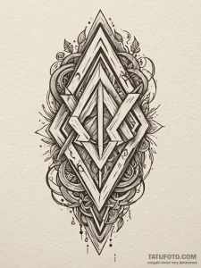 Rune stone glowing with an inner light, tatto... - эскиз тату (№1751515976_0, 03.07.2025 04:12) — Tatufoto.com