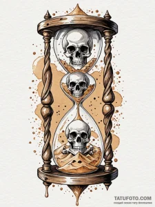 Hourglass with skulls instead of sand, tattoo... - эскиз тату (№1751516461_0, 03.07.2025 04:21) — Tatufoto.com