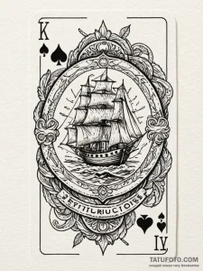Playing cards, ink illustration for tattoo, s... - эскиз тату (№1751517361_0, 03.07.2025 04:36) — Tatufoto.com