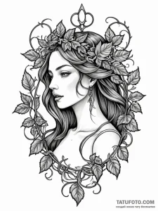Engraved blade crowned in ivy, tattoo flash s... - эскиз тату (№1751517497_0, 03.07.2025 04:38) — Tatufoto.com