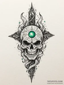 Jade relic devouring celestial flame, concept... - эскиз тату (№1751518215_0, 03.07.2025 04:50) — Tatufoto.com