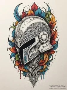 Spartan helmet with a deep crack, tattoo line... - эскиз тату (№1751519256_0, 03.07.2025 05:07) — Tatufoto.com