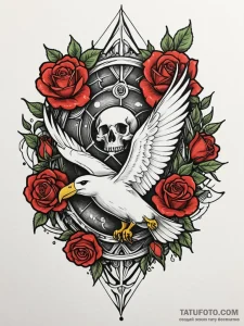 Albatross in flight, symbolizing long journey... - эскиз тату (№1751519464_0, 03.07.2025 05:11) — Tatufoto.com