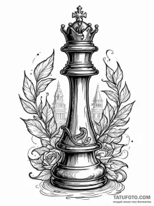 Onyx chess piece beneath iron sky, tattoo lin... - эскиз тату (№1751519545_0, 03.07.2025 05:12) — Tatufoto.com