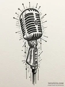 Karaoke mic with spectral voice, artistic tat... - эскиз тату (№1751520479_0, 03.07.2025 05:27) — Tatufoto.com