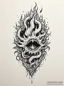 Ice relic devouring celestial flame, ink illu... - эскиз тату (№1751520997_0, 03.07.2025 05:36) — Tatufoto.com