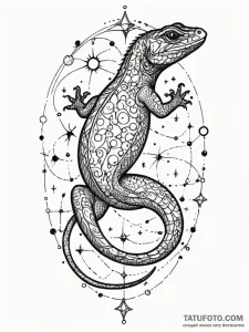 Lizard shedding its skin to reveal a constell... - эскиз тату (№1751521257_0, 03.07.2025 05:40) — Tatufoto.com