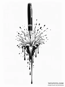 Fountain pen with an ink spill - эскиз тату (№1751521331_0, 03.07.2025 05:42) — Tatufoto.com