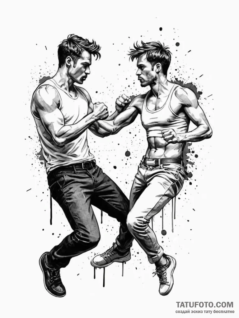 Underground fight club scene, raw and energet... - эскиз тату (№1751521472_0, 03.07.2025 05:44) — Tatufoto.com