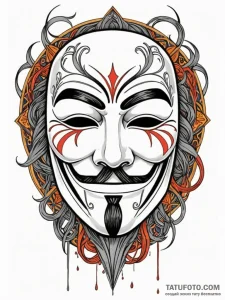 V for vendetta mask, ink illustration for tat... - эскиз тату (№1751521902_0, 03.07.2025 05:51) — Tatufoto.com