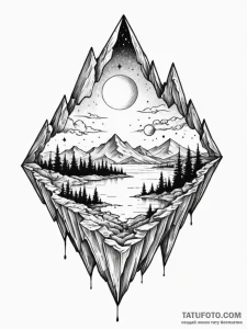 Riftstone floating in void, artistic tattoo s... - эскиз тату (№1751522030_0, 03.07.2025 05:53) — Tatufoto.com
